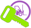 Key with equipment icon for rentals