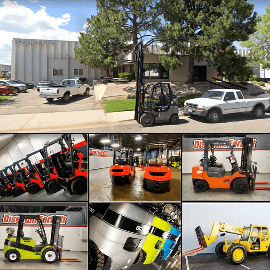 An image collage of Discount Forklift Denver